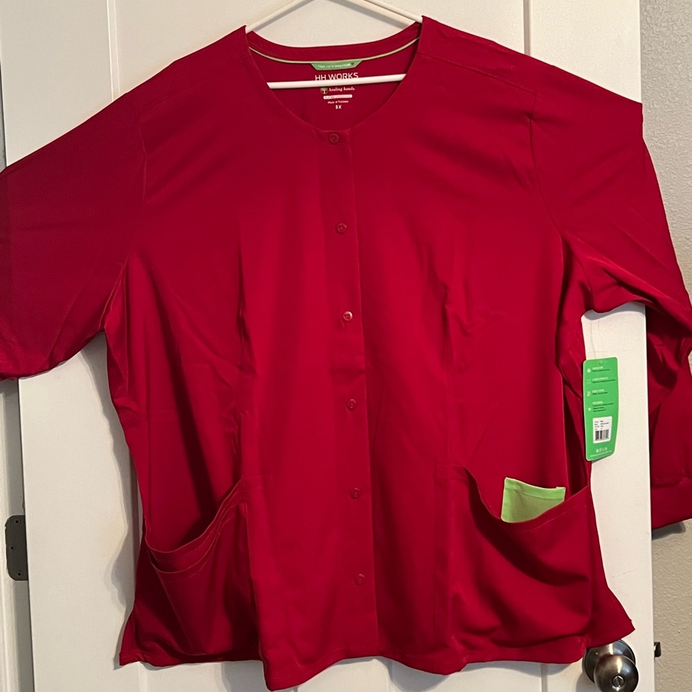 Brand new RED Healing Hands scrub Jacket in 5x!